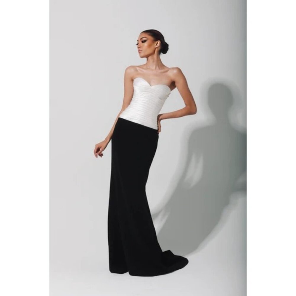 Sergio Hudson Black and White Strapless Gown NWT